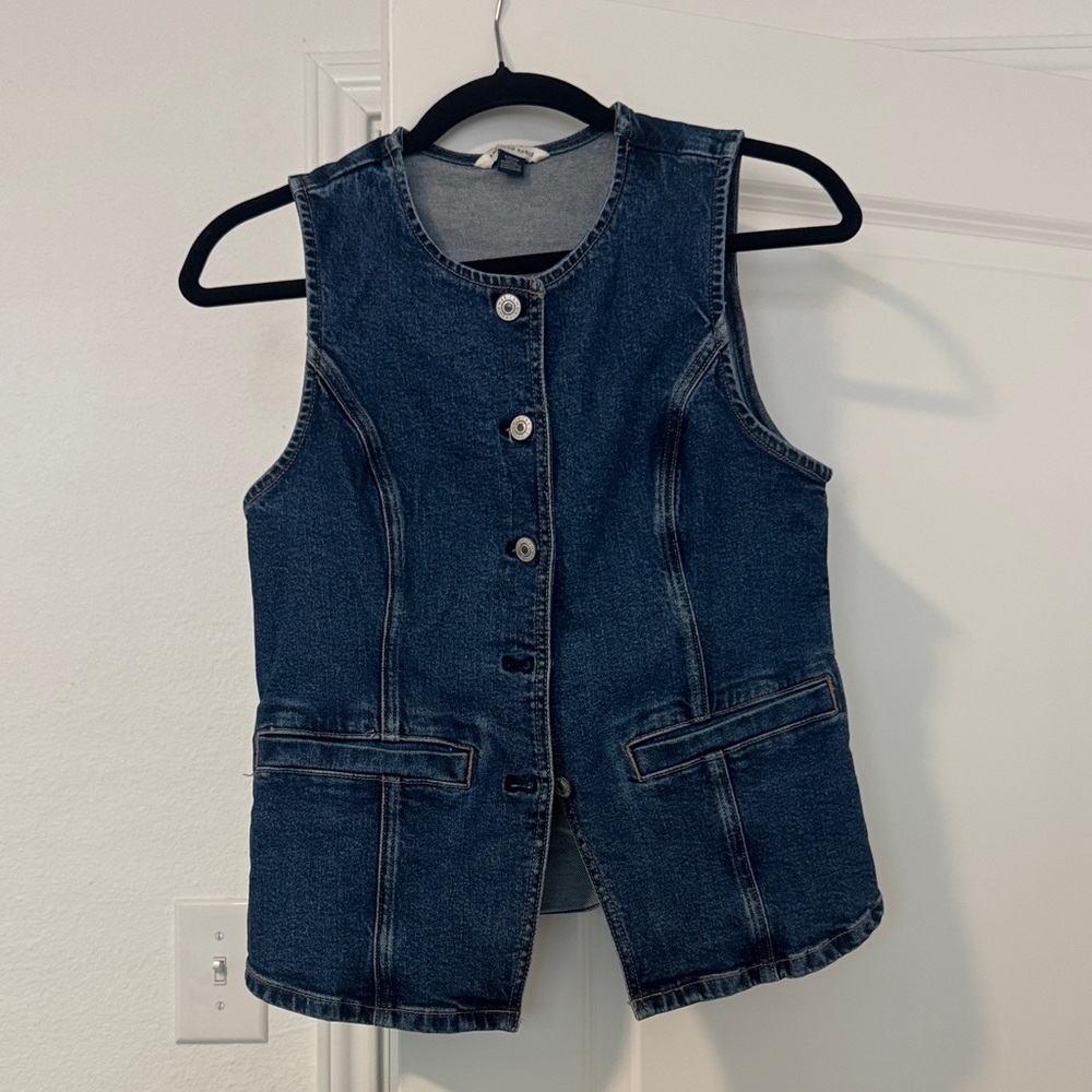 American Eagle Light Blue Denim Vest with Button Front
